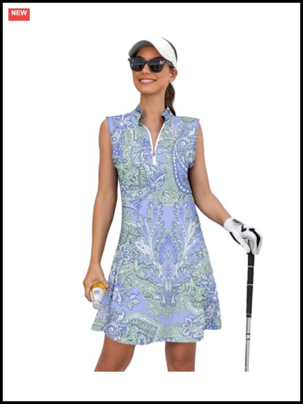 Sleeveless Quarter Zip Tennis Dress with Pockets UPF 50+ Athletic Golf Dress